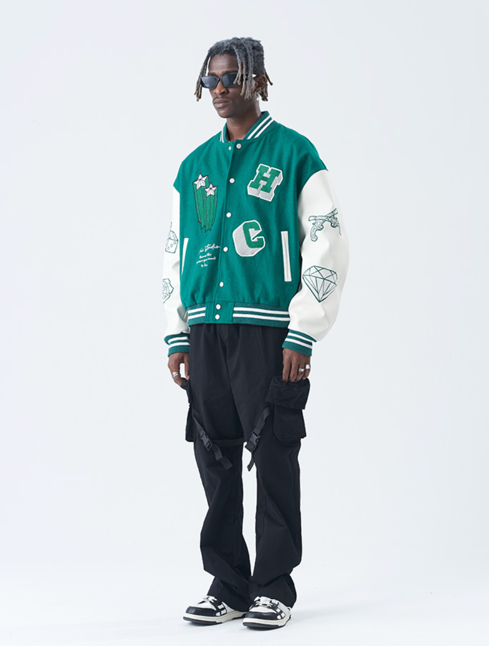 Harsh and Cruel Cross Angel Embroidered Varsity Jacket