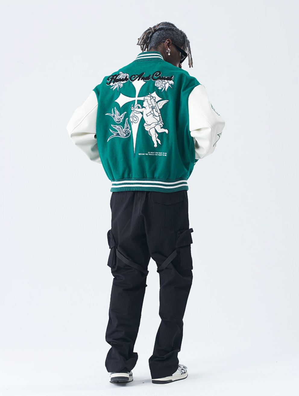 Harsh and Cruel Cross Angel Embroidered Varsity Jacket