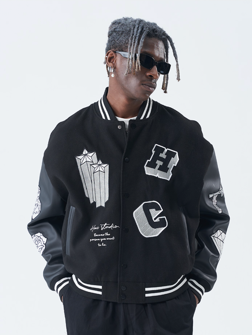 Harsh and Cruel Cross Angel Embroidered Varsity Jacket