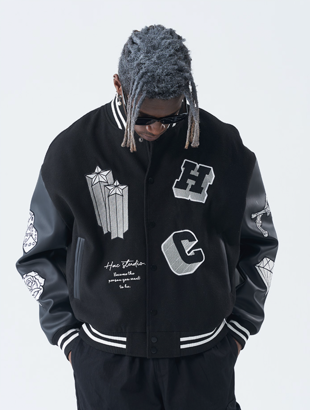 Harsh and Cruel Cross Angel Embroidered Varsity Jacket