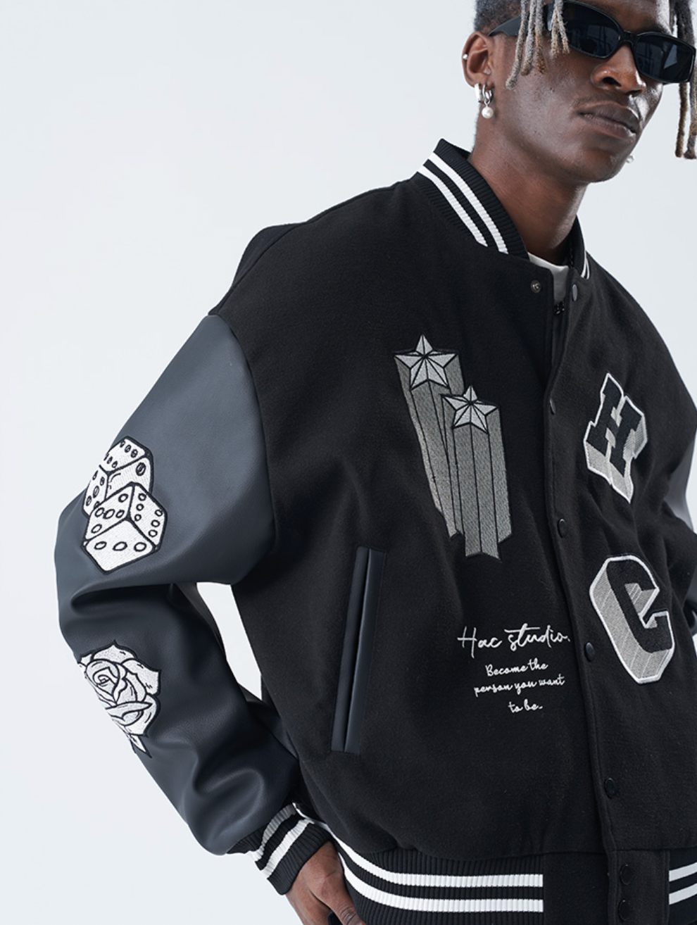 Harsh and Cruel Cross Angel Embroidered Varsity Jacket