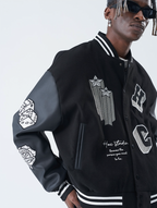 Harsh and Cruel Cross Angel Embroidered Varsity Jacket