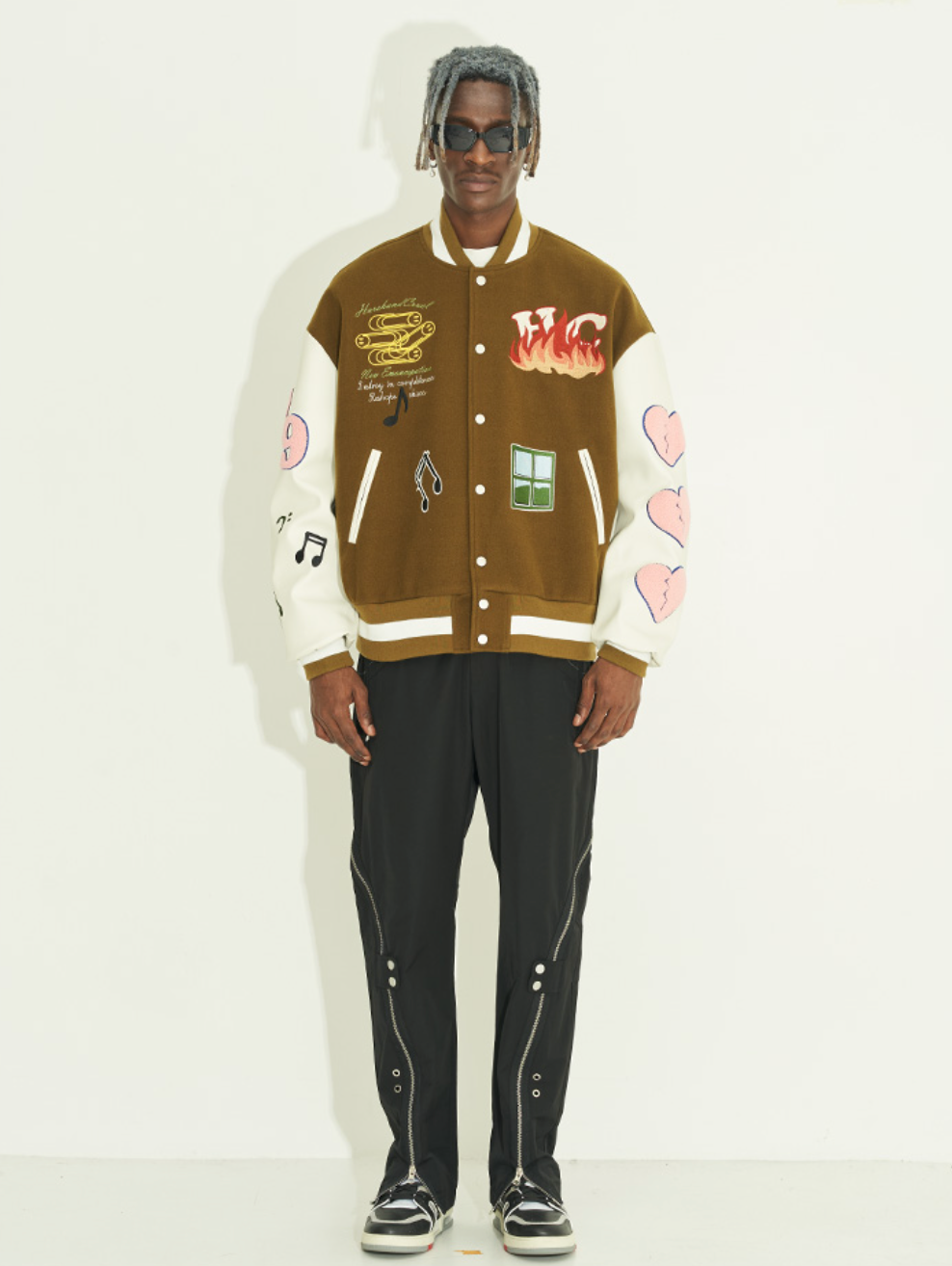 Harsh and Cruel Graffiti Logo Smiley Face Love Heart UFO Varsity Jacket