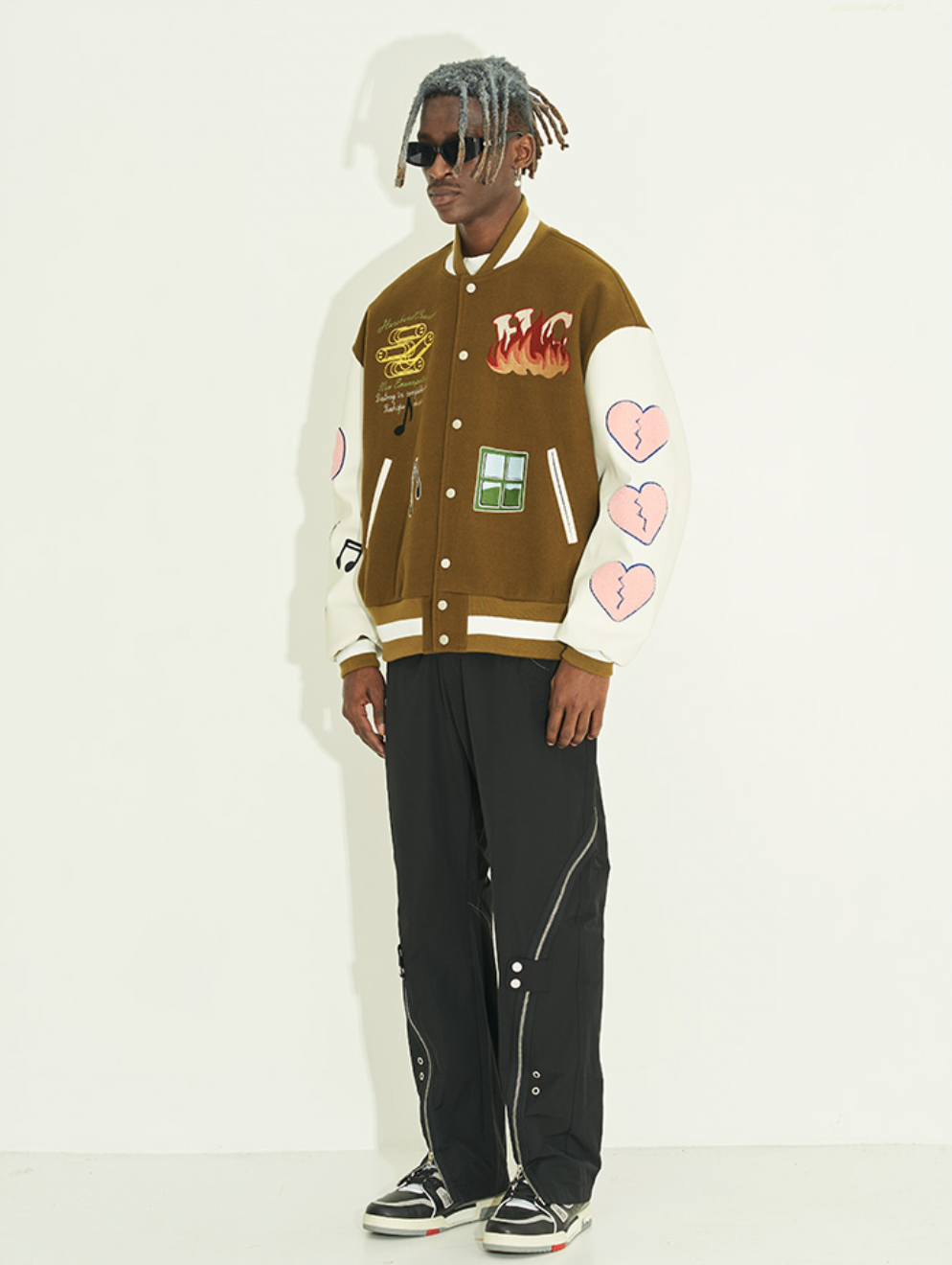 Harsh and Cruel Graffiti Logo Smiley Face Love Heart UFO Varsity Jacket