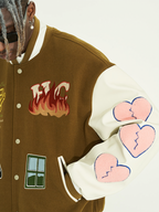 Harsh and Cruel Graffiti Logo Smiley Face Love Heart UFO Varsity Jacket