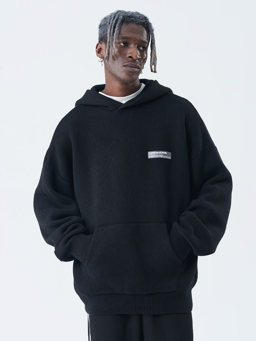 Harsh and Cruel Circular 3D LOGO Hoodie Knit Sweater
