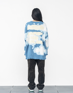 Harsh and Cruel Blue Sky Cloud Ripped Knit Sweater