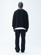Harsh and Cruel Patch Label Distressed Knit Sweater