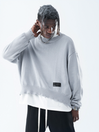 Harsh and Cruel Patch Label Distressed Knit Sweater