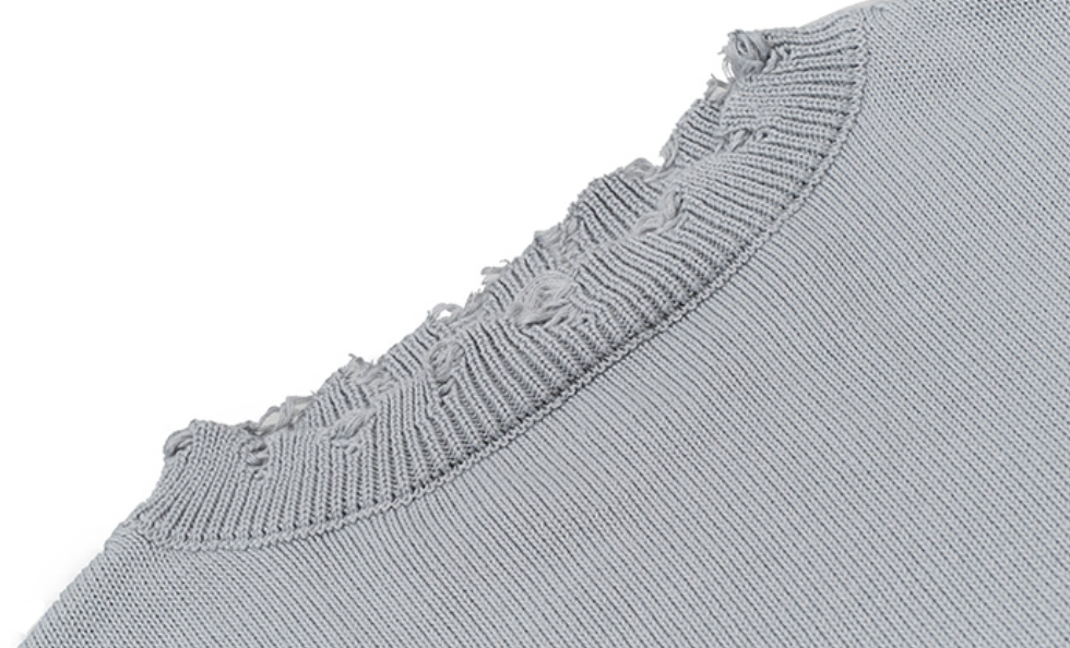 Harsh and Cruel Patch Label Distressed Knit Sweater