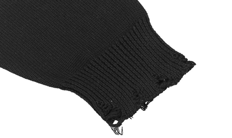 Harsh and Cruel Patch Label Distressed Knit Sweater