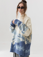 Harsh and Cruel Snow Mountain Destruction Knit Sweater