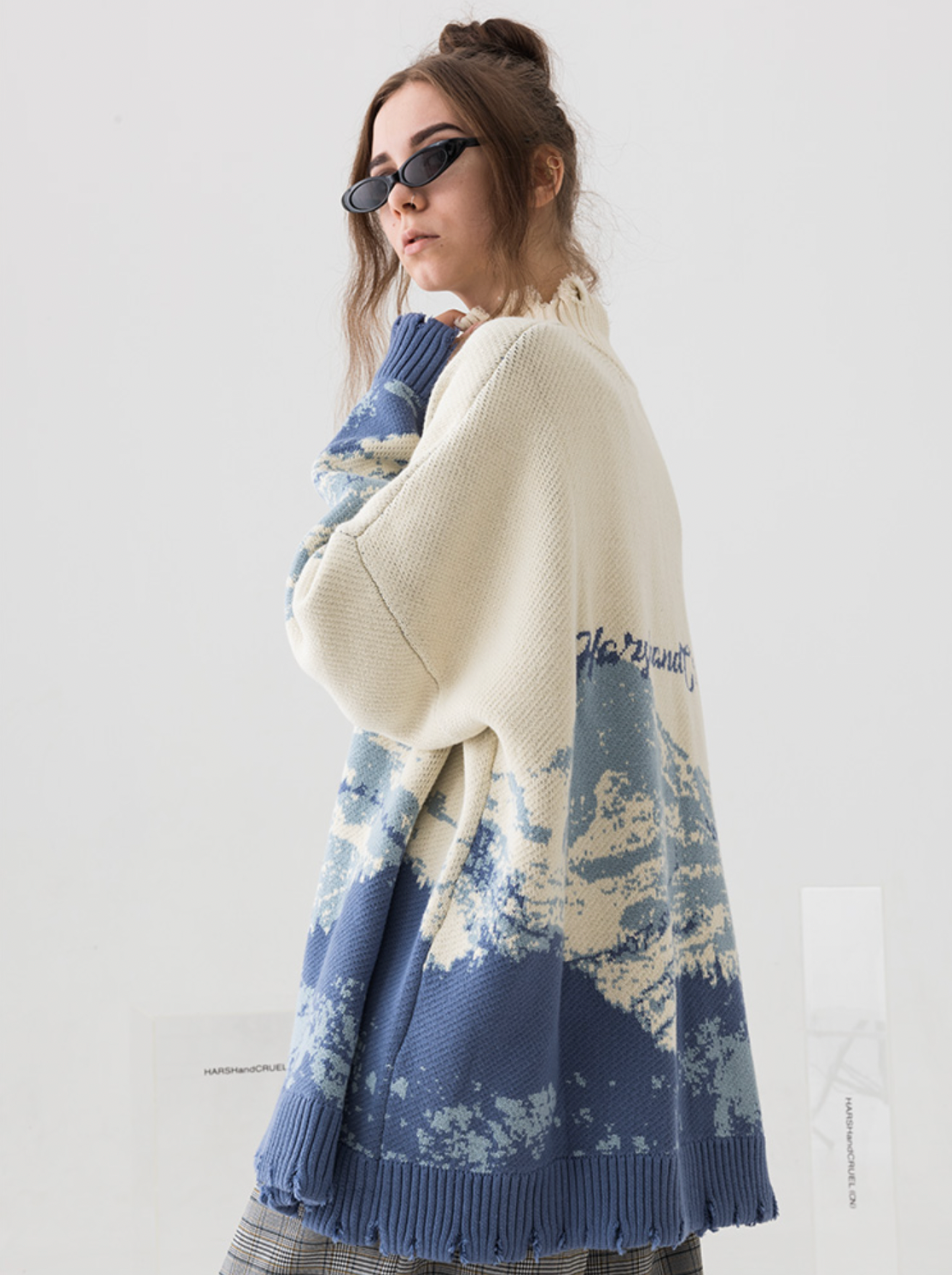 Harsh and Cruel Snow Mountain Destruction Knit Sweater
