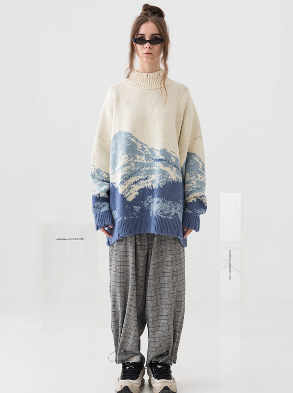 Harsh and Cruel Snow Mountain Destruction Knit Sweater