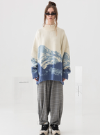 Harsh and Cruel Snow Mountain Destruction Knit Sweater