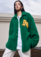 MEDM Logo Letters Embroidered Sherpa Fleece Boa Jacket