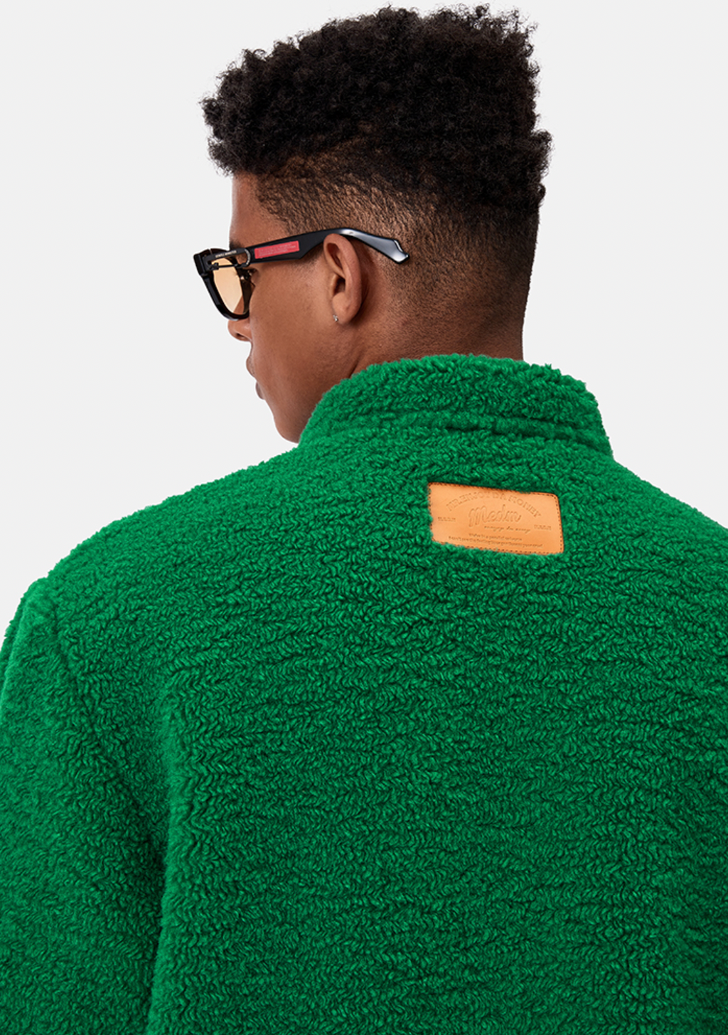 MEDM Logo Letters Embroidered Sherpa Fleece Boa Jacket