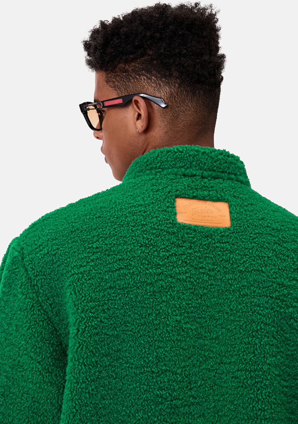 MEDM Logo Letters Embroidered Sherpa Fleece Boa Jacket