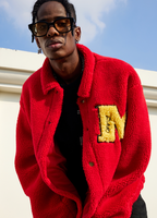 MEDM Logo Letters Embroidered Sherpa Fleece Boa Jacket