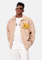MEDM Logo Letters Embroidered Sherpa Fleece Boa Jacket