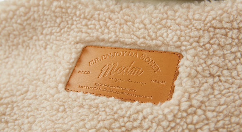 MEDM Logo Letters Embroidered Sherpa Fleece Boa Jacket