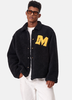 MEDM Logo Letters Embroidered Sherpa Fleece Boa Jacket