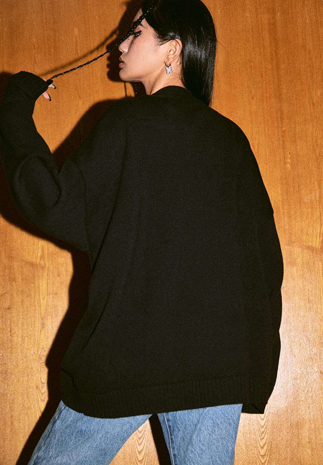 MEDM Embroidered Badge Knit Sweater Cardigan