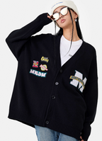 MEDM Embroidered Badge Knit Sweater Cardigan