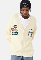 MEDM Embroidered Badge Knit Sweater Cardigan