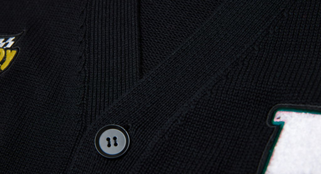 MEDM Embroidered Badge Knit Sweater Cardigan