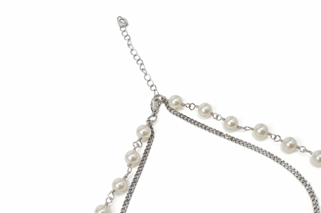 NboStore Pearl Stitching Red Gemstone Necklace