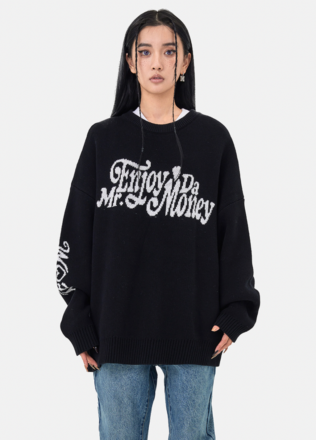 MEDM Flower Font Logo Knit Sweater