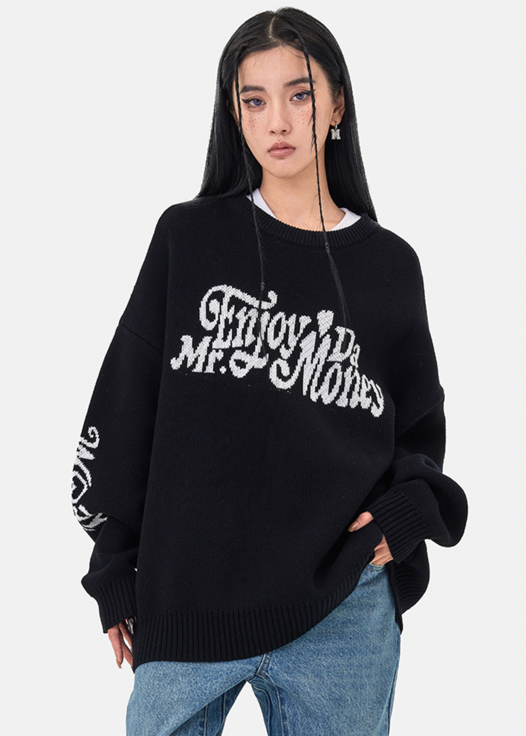 MEDM Flower Font Logo Knit Sweater