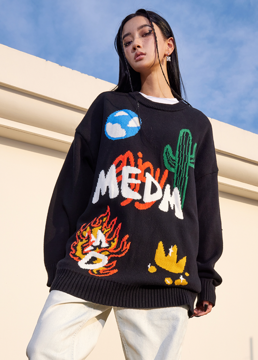MEDM Campfire Cactus Knit Sweater