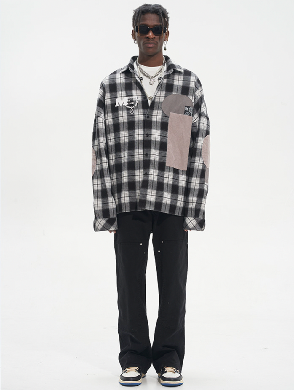Harsh and Cruel Patchwork Plaid Long Sleeve Shirt