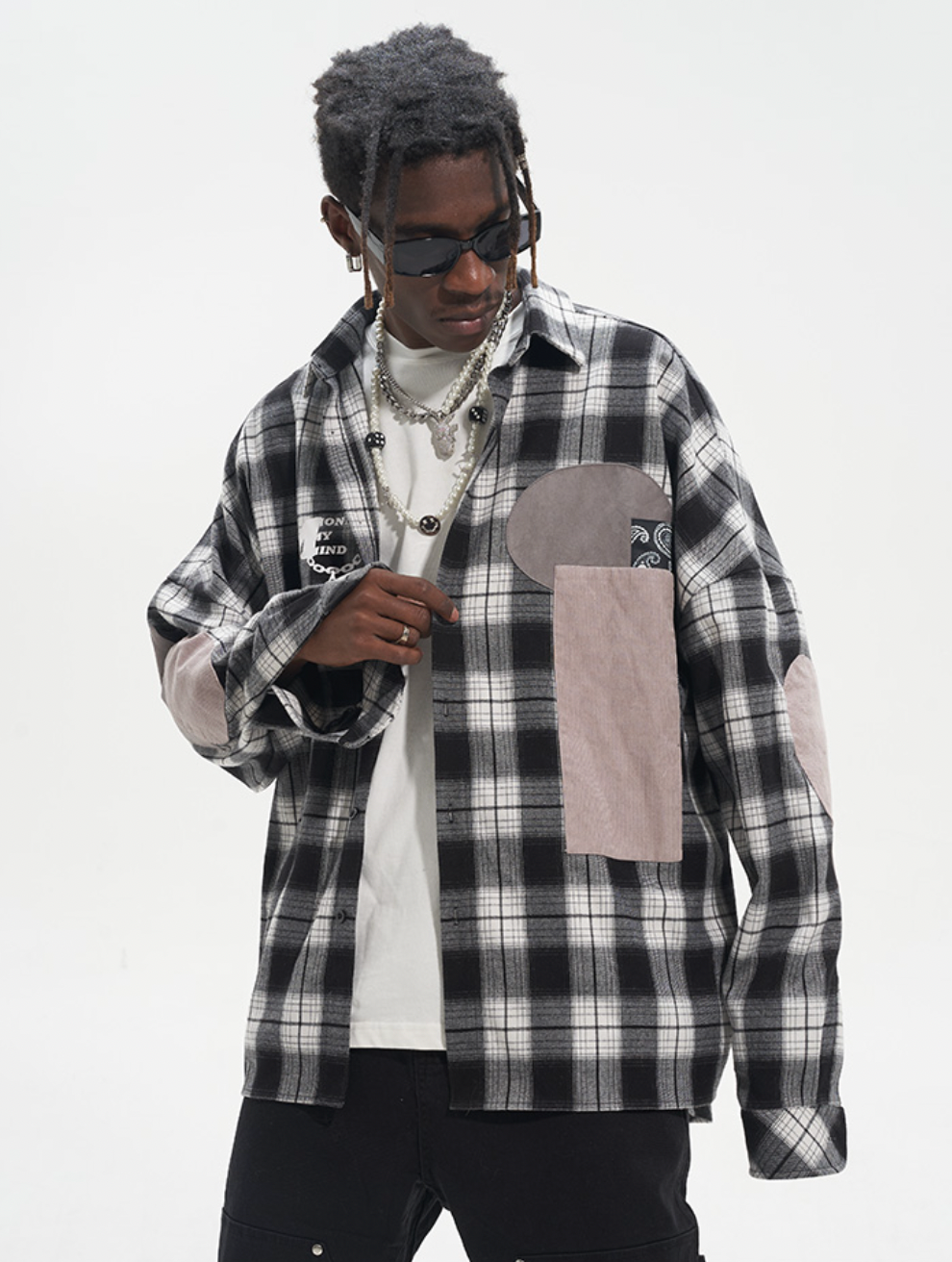 Harsh and Cruel Patchwork Plaid Long Sleeve Shirt