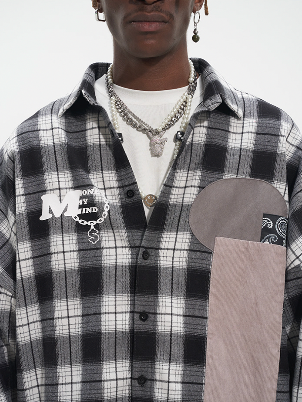 Harsh and Cruel Patchwork Plaid Long Sleeve Shirt