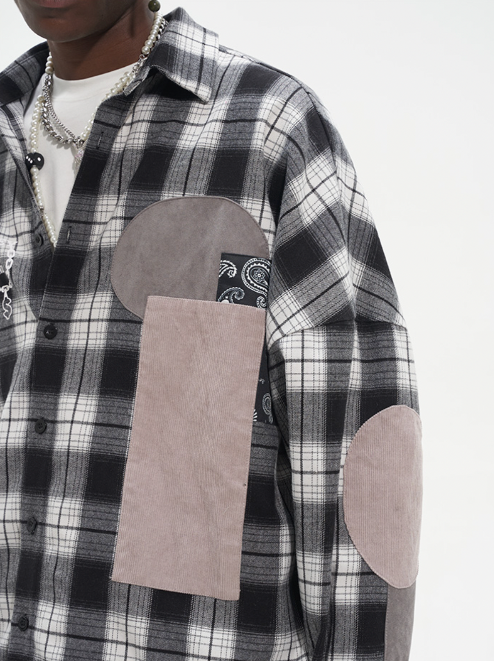 Harsh and Cruel Patchwork Plaid Long Sleeve Shirt