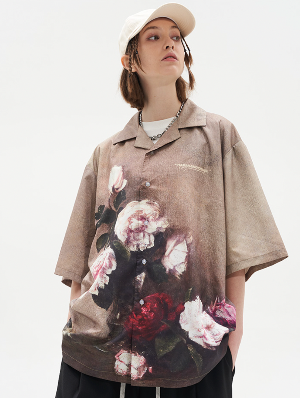 Harsh and Cruel Vintage Floral Oil Painting Cuban Shirt