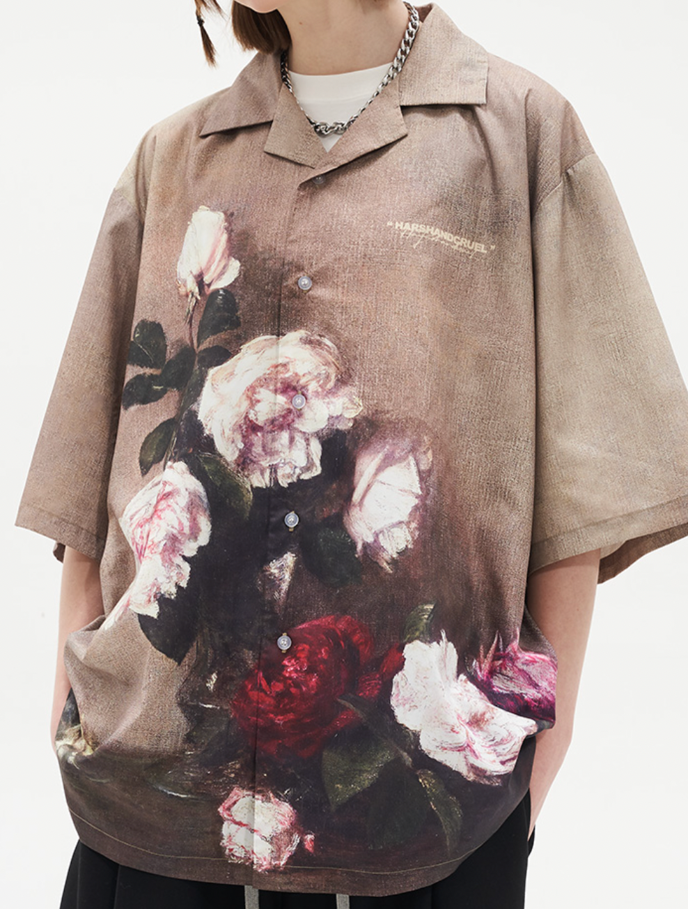 Harsh and Cruel Vintage Floral Oil Painting Cuban Shirt
