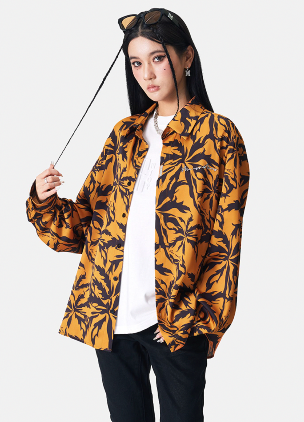 MEDM Tiger Pattern Coconut Tree Long Sleeved Shirt