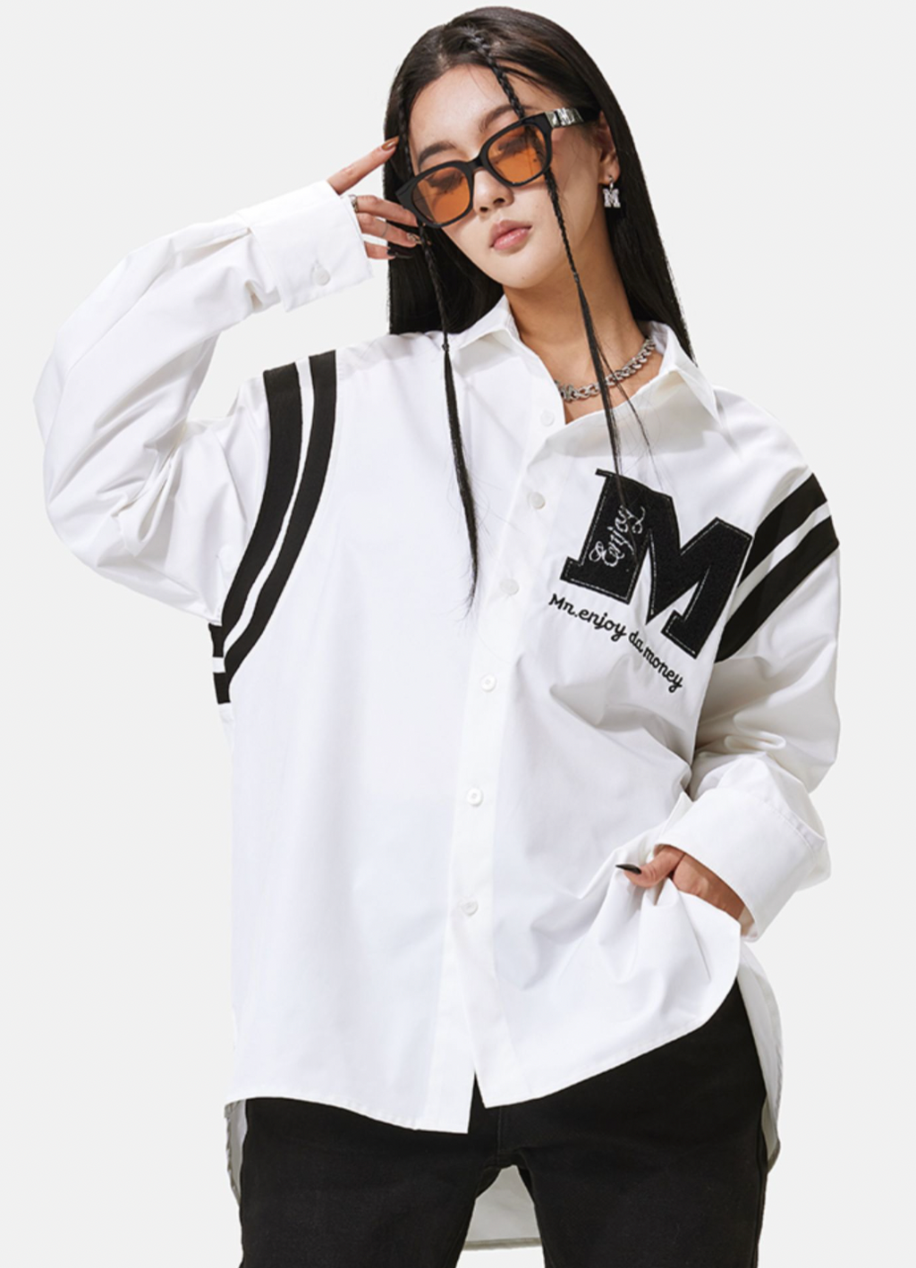 MEDM Lapel Striped Long Sleeves Shirt