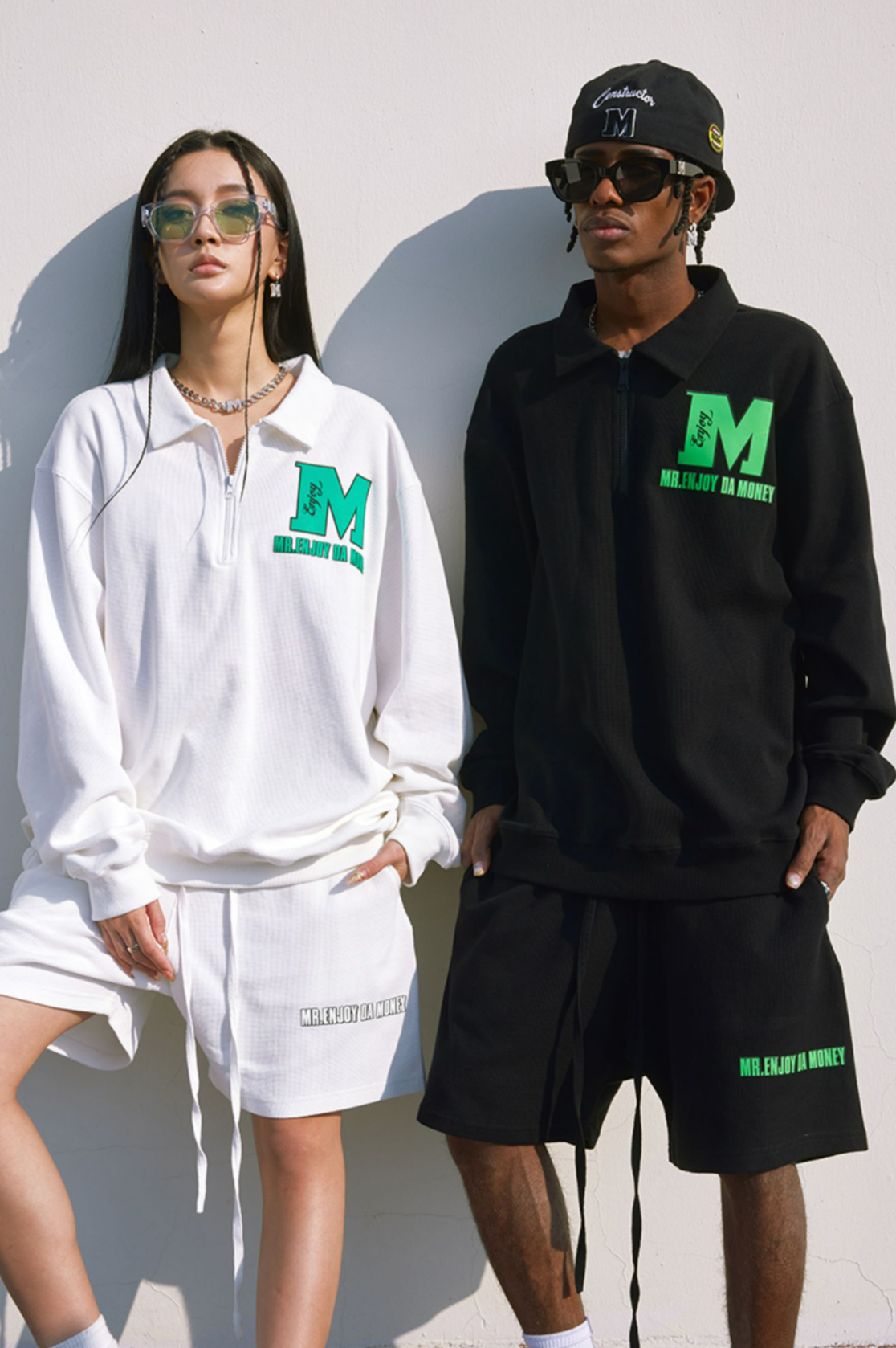 MEDM Waffle Half Zipper Polo Shirt
