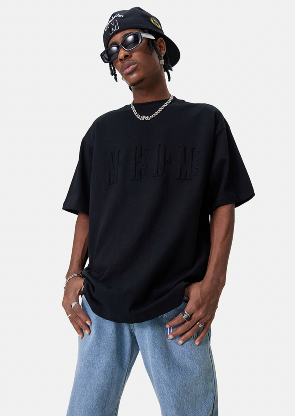 MEDM Letter Embossing Five Point Tee
