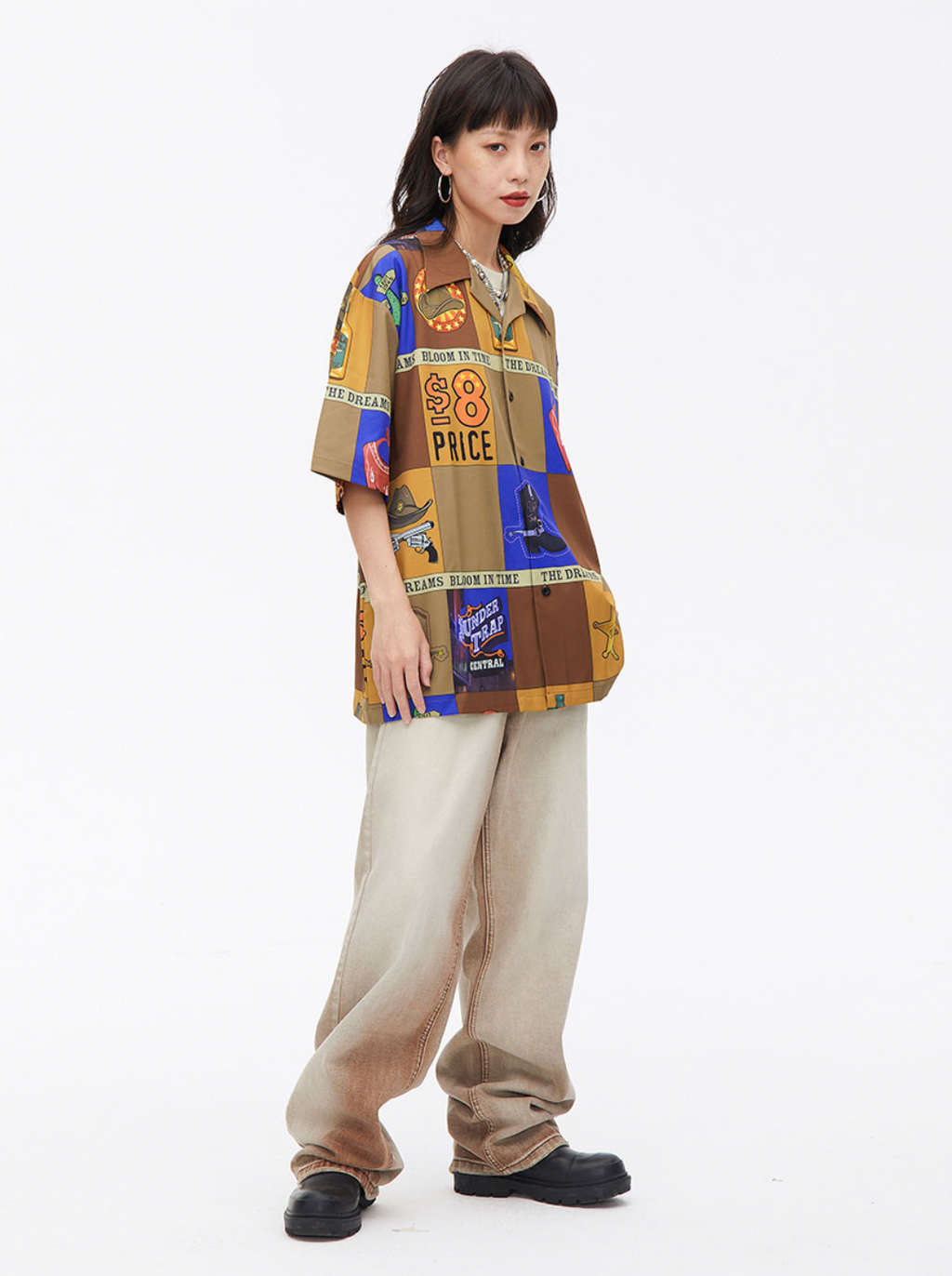 Retro Printing Short Sleeved Shirt