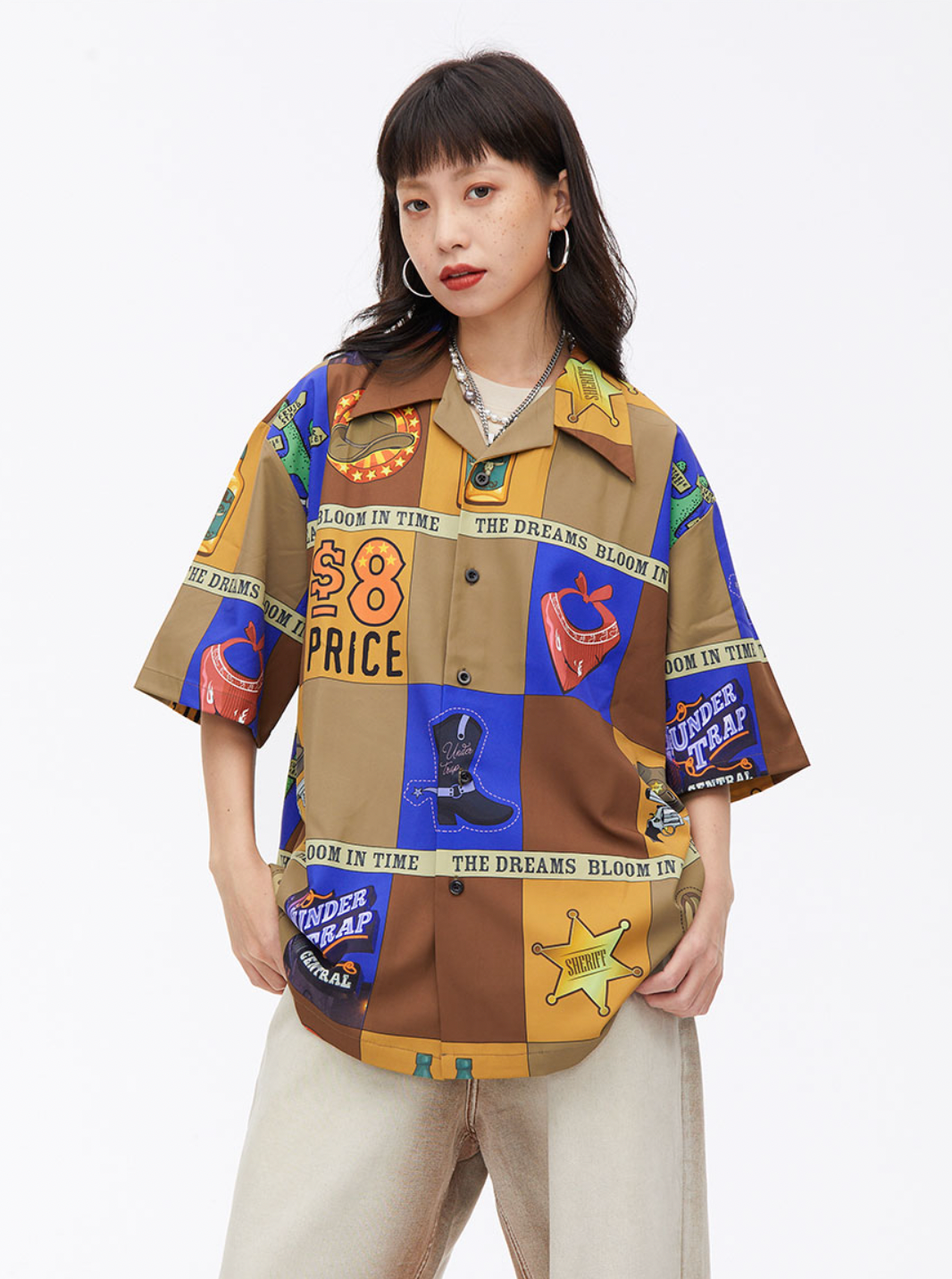 Retro Printing Short Sleeved Shirt