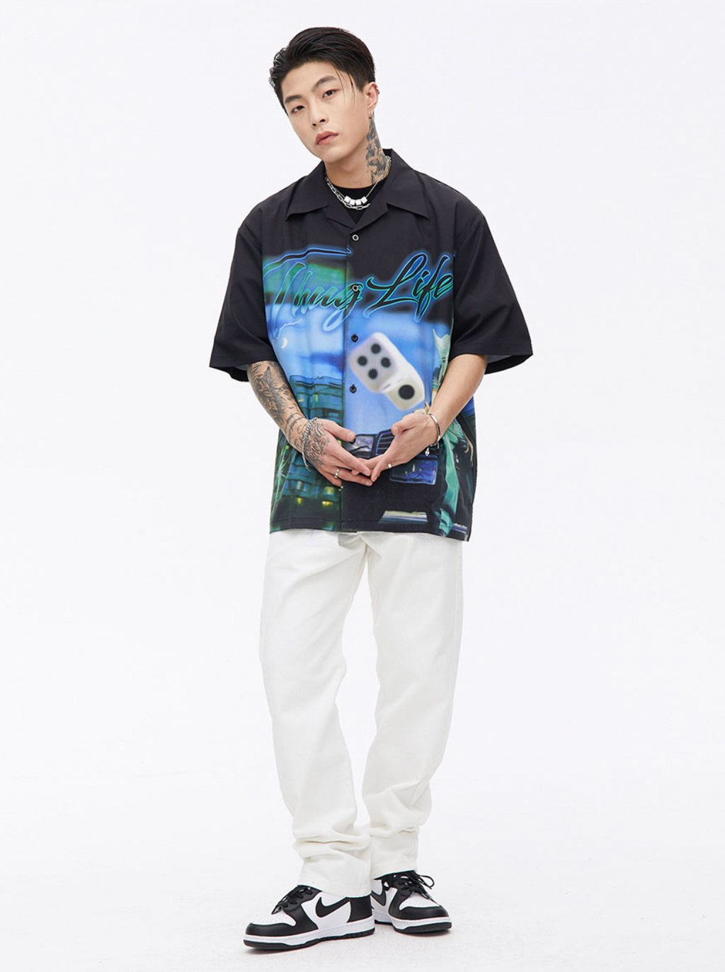 Thug Life Print Short Sleeved Shirt