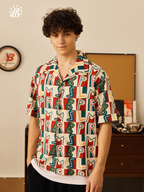 PRBLMS Hand Painted LOGO Checkered Short Sleeved Shirt