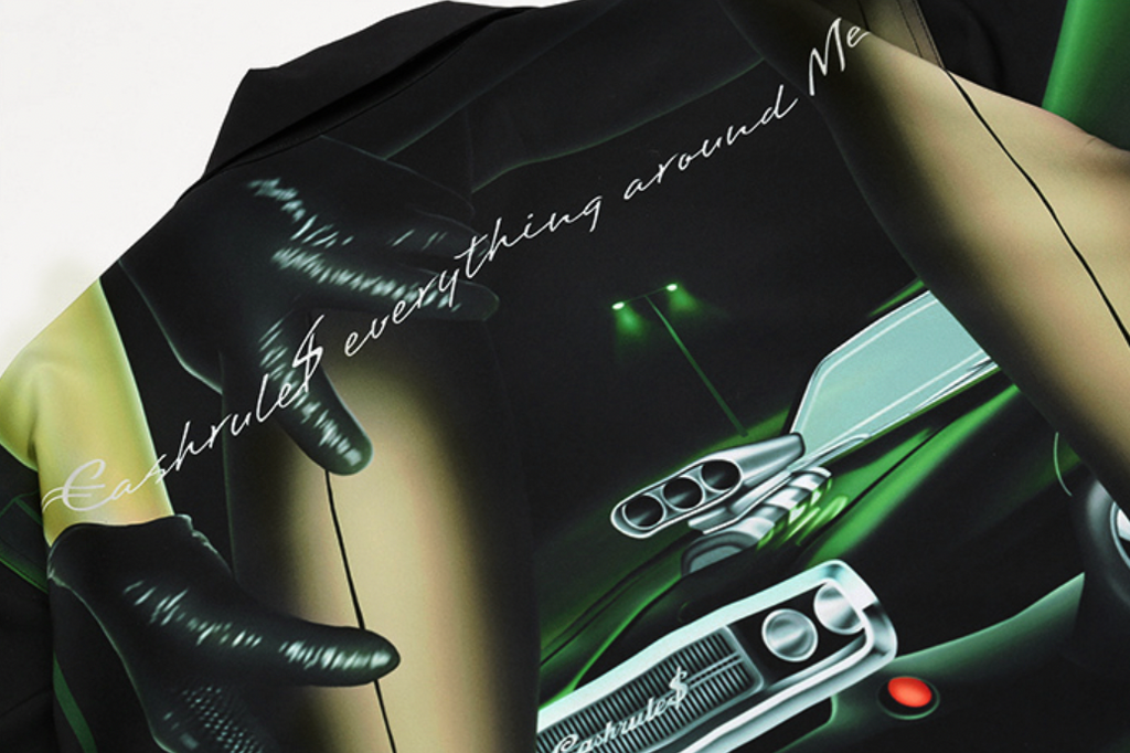 Cashrules Gangster Sports Car Print Short Sleeved Cuban Shirt