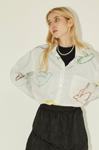EMPTY REFERENCE Colorful Bird Crayon Long Sleeve Shirt